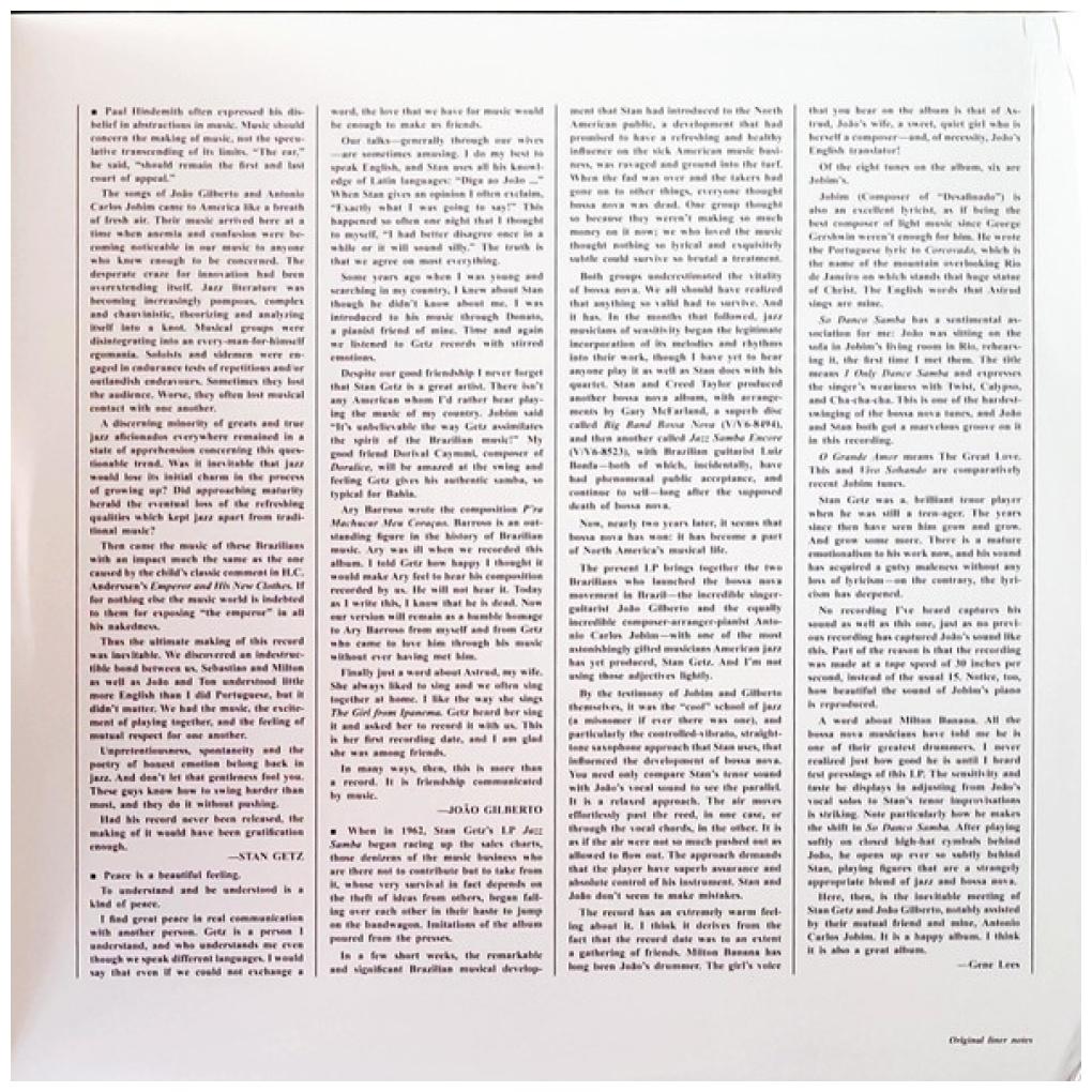 STAN GETZ & JOAO GILBERTO - GETZ/GILBERTO | VINILO
