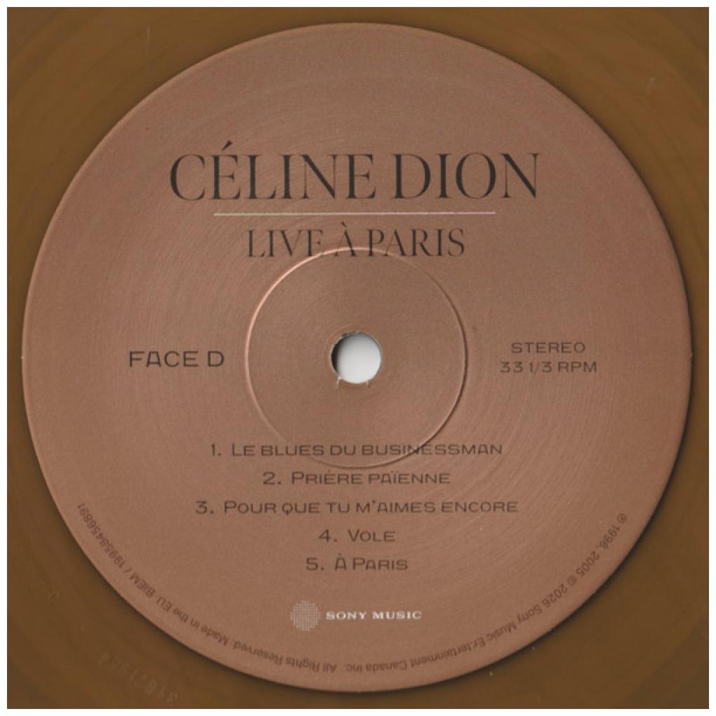 CELINE DION - LIVE A PARIS (2LP/GOLDEN TAN VINYL/140G) | VINILO