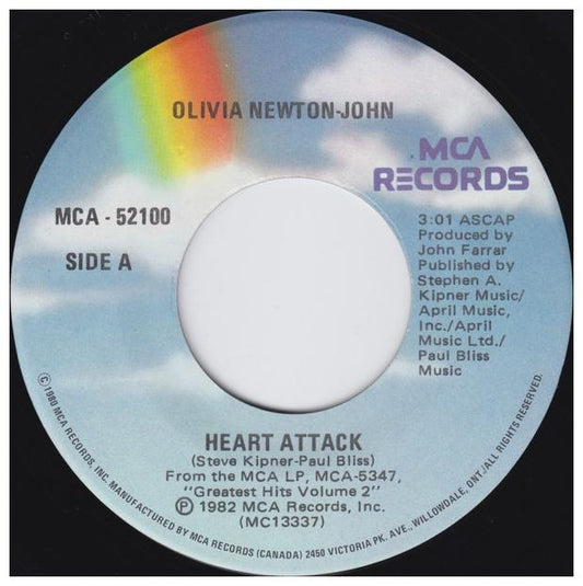 OLIVIA NEWTON JOHN - HEART ATTACK | 7" SINGLE VINILO USADO