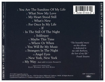FRANK SINATRA - LIVE IN CONCERT: 80TH | CD USADO