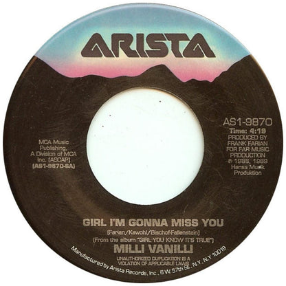 MILLI VANILLI - GIRL I'M GONNA MISS YOU/ALL OR NOTHING | 7" SINGLE USADO