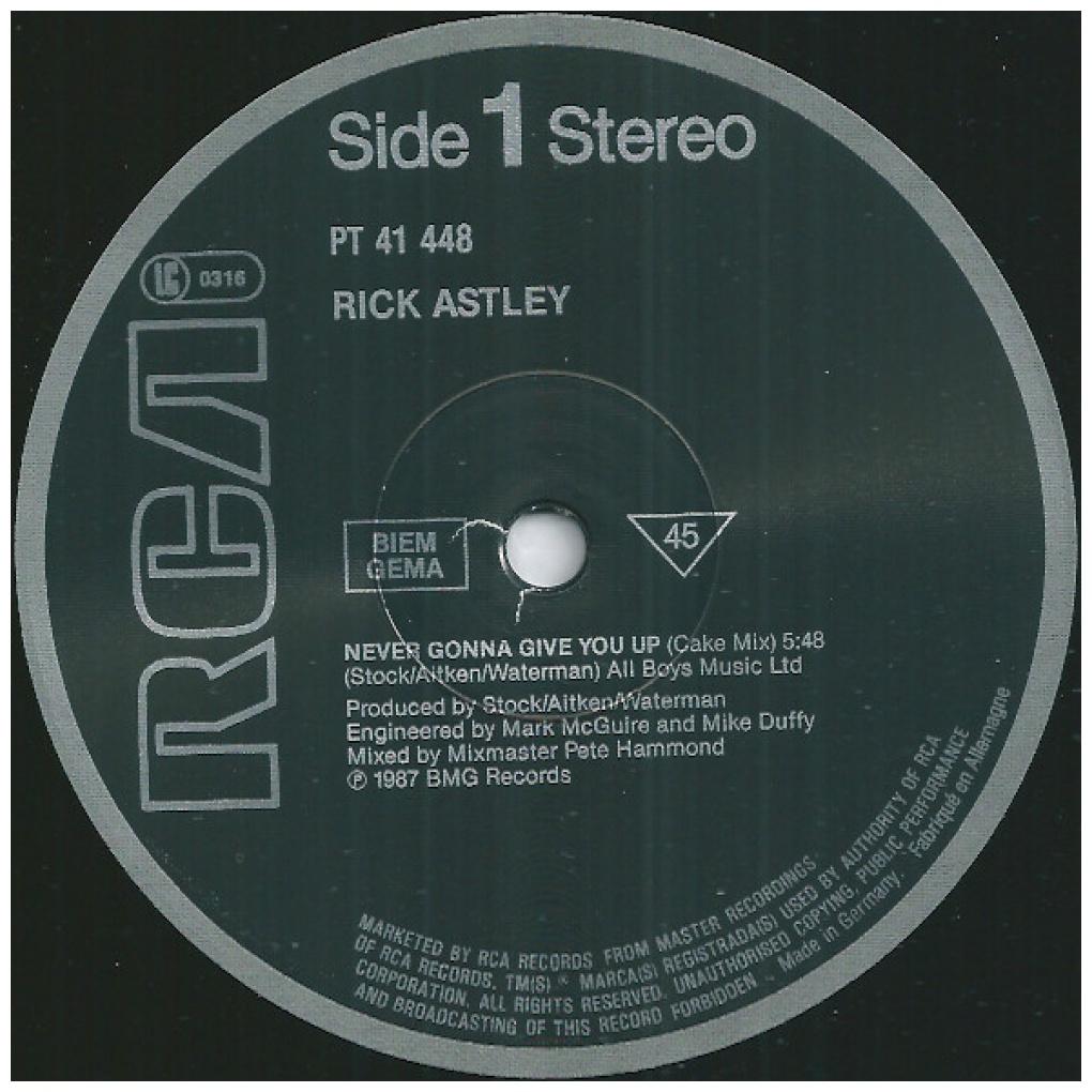 RICK ASTLEY - NEVER GONNA GIVE YOU | 12'' MAXI SINGLE USADO