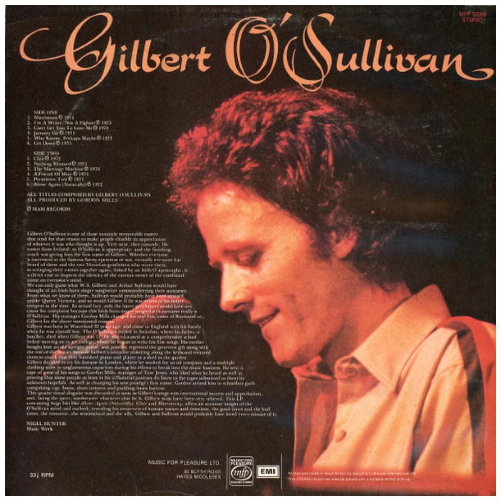 GILBERT O'SULLIVAN - GILBERT O'SULLIVAN | VINILO USADO