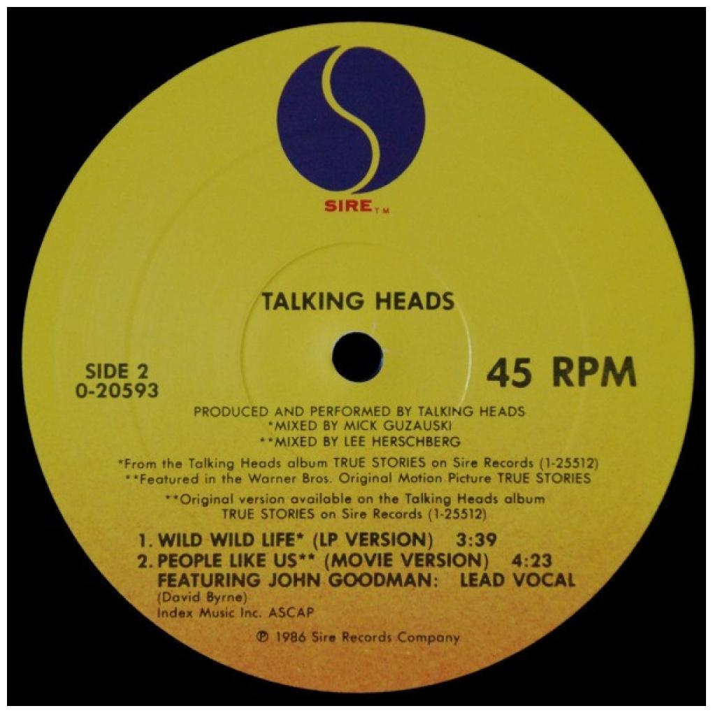 TALKING HEADS - WILD WILD LIFE (PROMO COPY) | 12'' MAXI SINGLE USADO