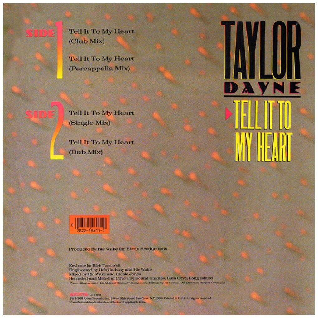 TAYLOR DAYNE - TELL IT TO MY HEART | 12'' MAXI SINGLE USADO