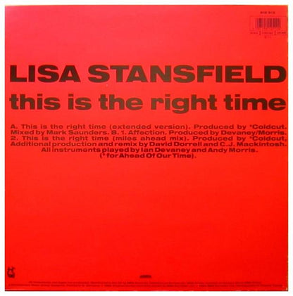 LISA STANSFIELD - THIS IS THE RIGHT TIME | 12" MAXI SINGLE USADO
