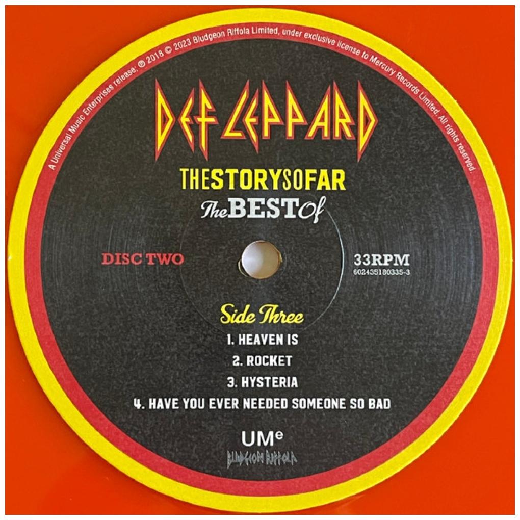 DEF LEPPARD - THE STORY SO FAR: THE BEST OF (2LP) (TRANSLUCENT ORANGE/YELLOW VINYL) | VINILO