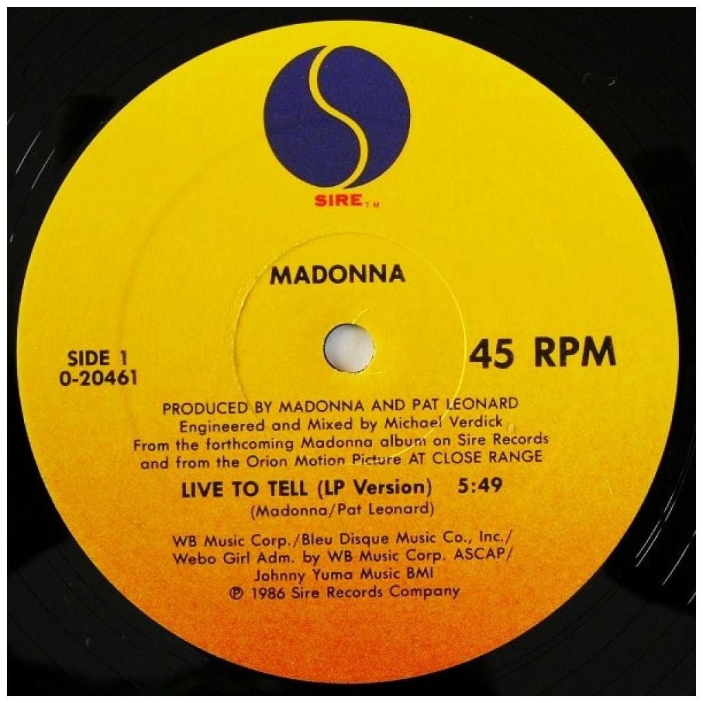 MADONNA - LIVE TO TELL | 12'' MAXI SINGLE USADO