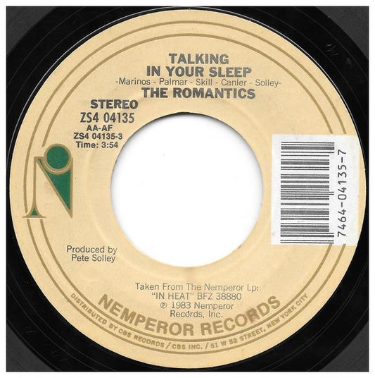 ROMANTICS - TALKING IN YOUR SLEEP | 7 SINGLE VINILO USADO