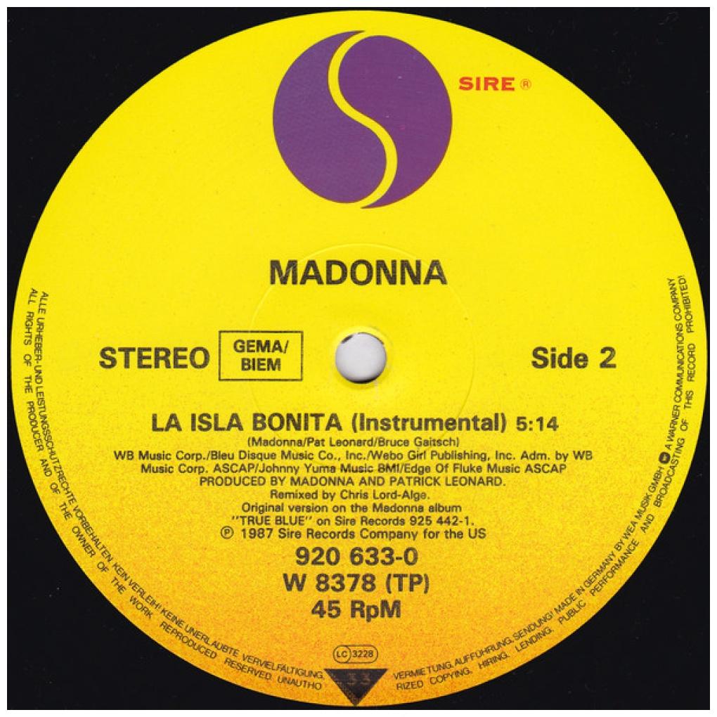MADONNA - LA ISLA BONITA | 12'' MAXI SINGLE USADO
