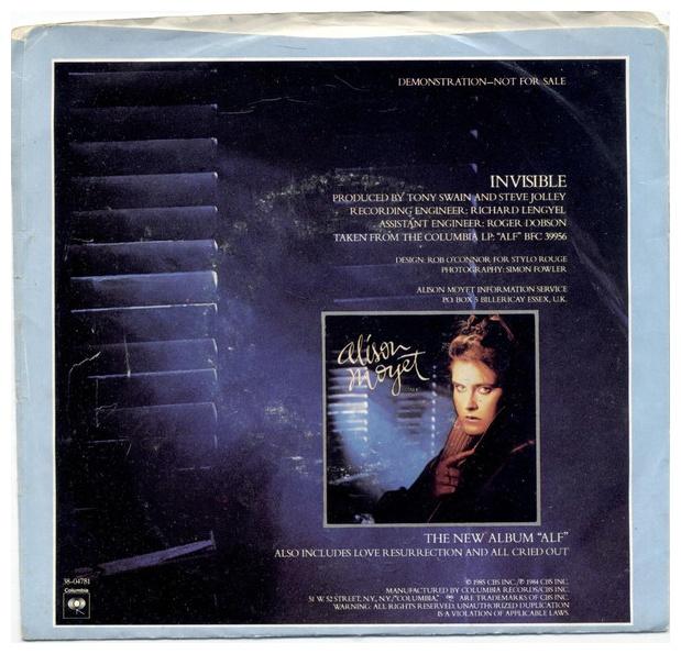 ALISON MOYET - INVISIBLE | 7" SINGLE VINILO USADO