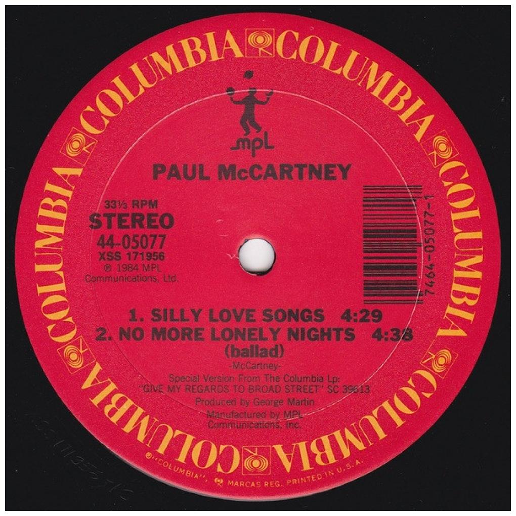 PAUL McCARTNEY - NO MORE LONELY NIGHTS/SILLY LOVE SONGS (PROMO COPY) | 12'' MAXI SINGLE USADO