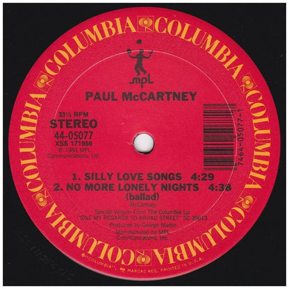 PAUL McCARTNEY - NO MORE LONELY NIGHTS/SILLY LOVE SONGS (PROMO COPY) | 12'' MAXI SINGLE USADO