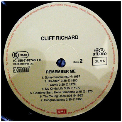 CLIFF RICHARD - REMEMBER ME: CLIFF'S GREATEEST HITS (2LP) | VINILO USADO