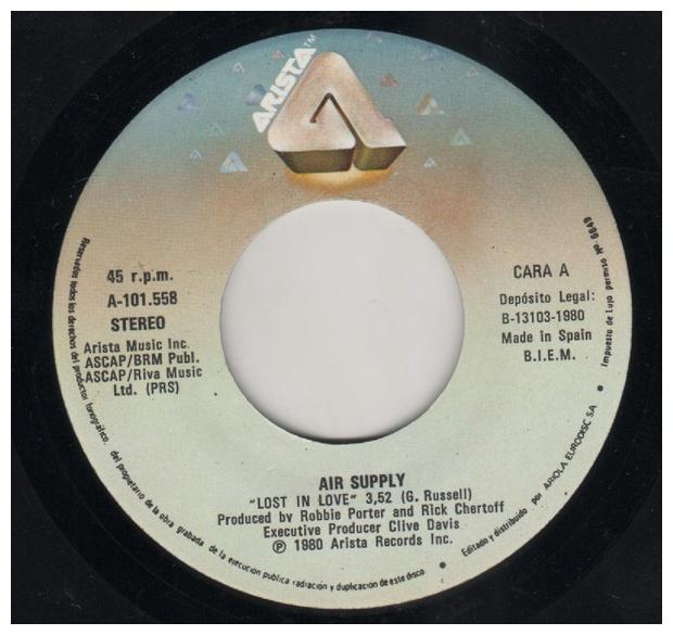 AIR SUPPLY - LOST IN LOVE | 7" SINGLE VINILO USADO