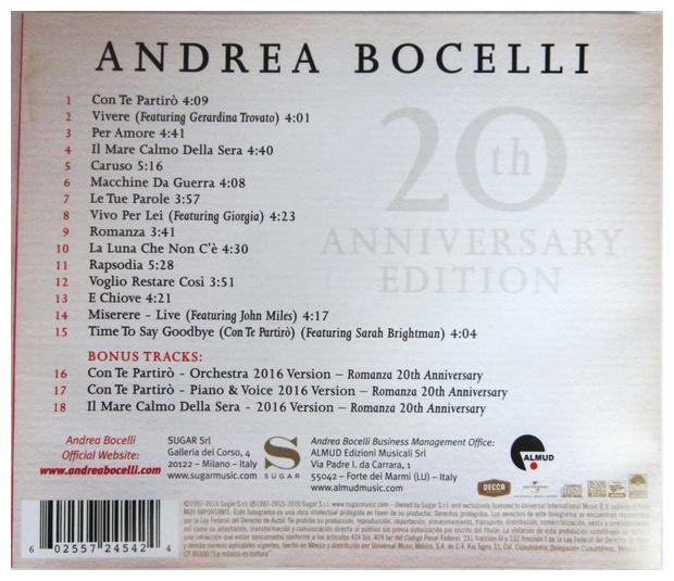 ANDREA BOCELLI - ROMANZA (20TH ANNIVERSARY) | CD