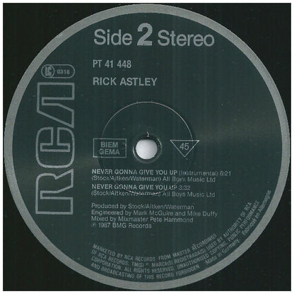 RICK ASTLEY - NEVER GONNA GIVE YOU | 12'' MAXI SINGLE USADO