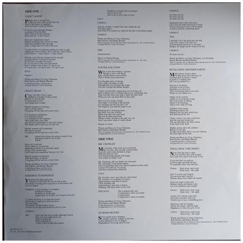 OZZY OSBOURNE - BLIZZARD OF OZZ (PICTURE DISC) | VINILO