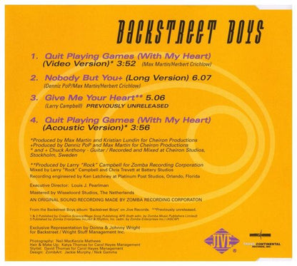 BACKSTREET BOYS - QUIT PLAYING GAMES (WITH MY HEART) | CD SINGLE USADO