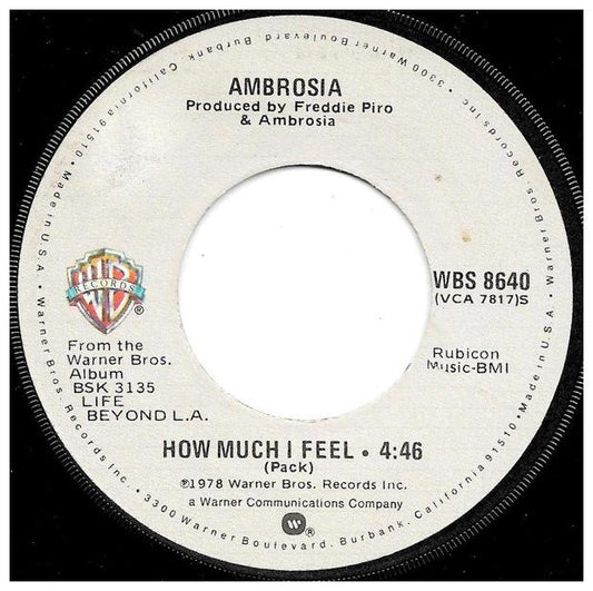 AMBROSIA - HOW MUCH I FEEL | 7" SINGLE USADO