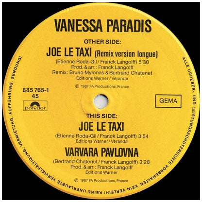 VANESSA PARADIS - JOE LE TAXI | 12'' MAXI SINGLE USADO