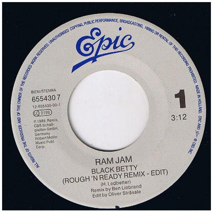 RAM JAM - BLACK BETTY (REMIXÓRIGINAL VERSION) | 7" SINGLE USADO