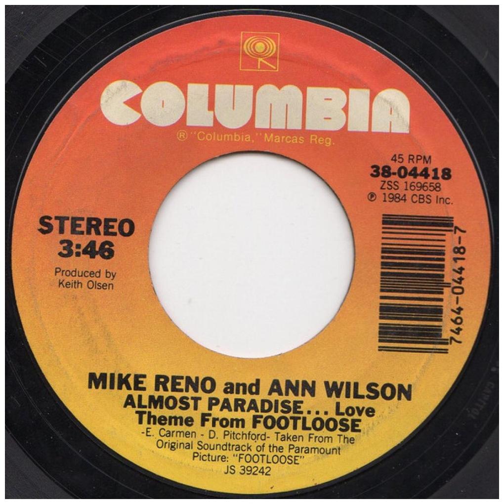 MIKE RENO & ANN WILSON - ALMOST PARADISE | 7" SINGLE USADO