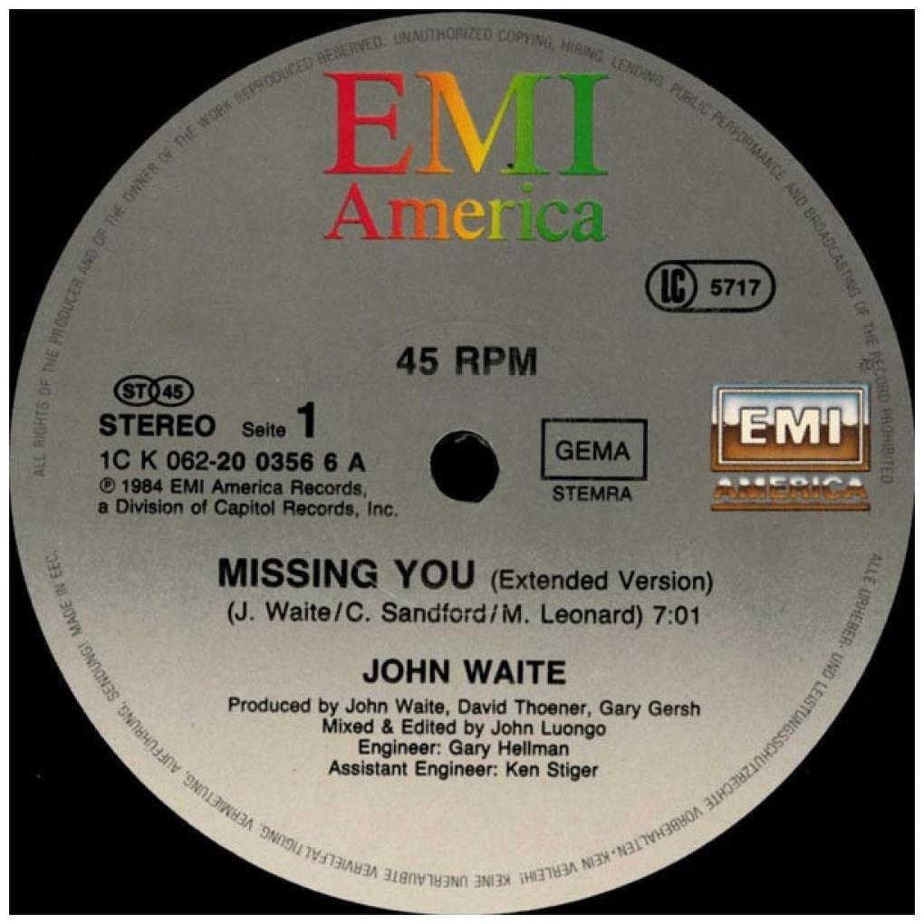 JOHN WAITE - MISSING YOU | 12'' MAXI SINGLE USADO