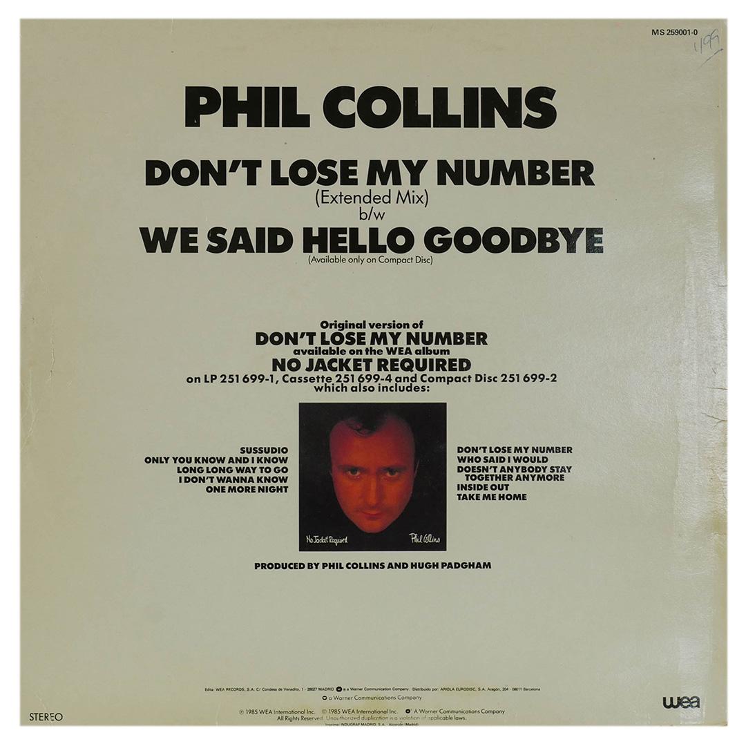 PHIL COLLINS - DON T LOSE MY NUMBER | 12" MAXI SINGLE USADO