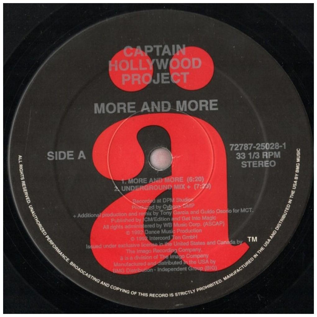 CAPTAIN HOLLYWOOD PROJECT - MORE AND MORE | 12'' MAXI SINGLE USADO