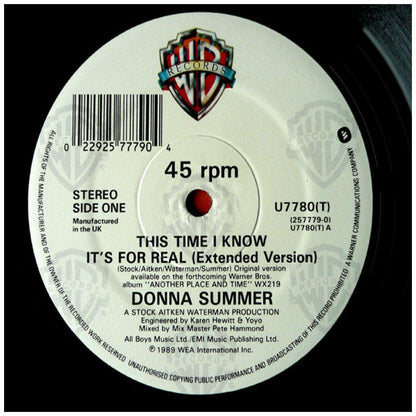 DONNA SUMMER - THIS TIME I KNOW IT'S FOR REAL (UK) | 12" MAXI SINGLE VINILO USADO