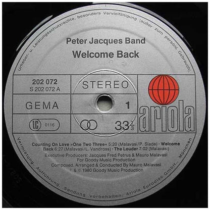PETER JACQUES BAND - WELCOME BACK | VINILO USADO