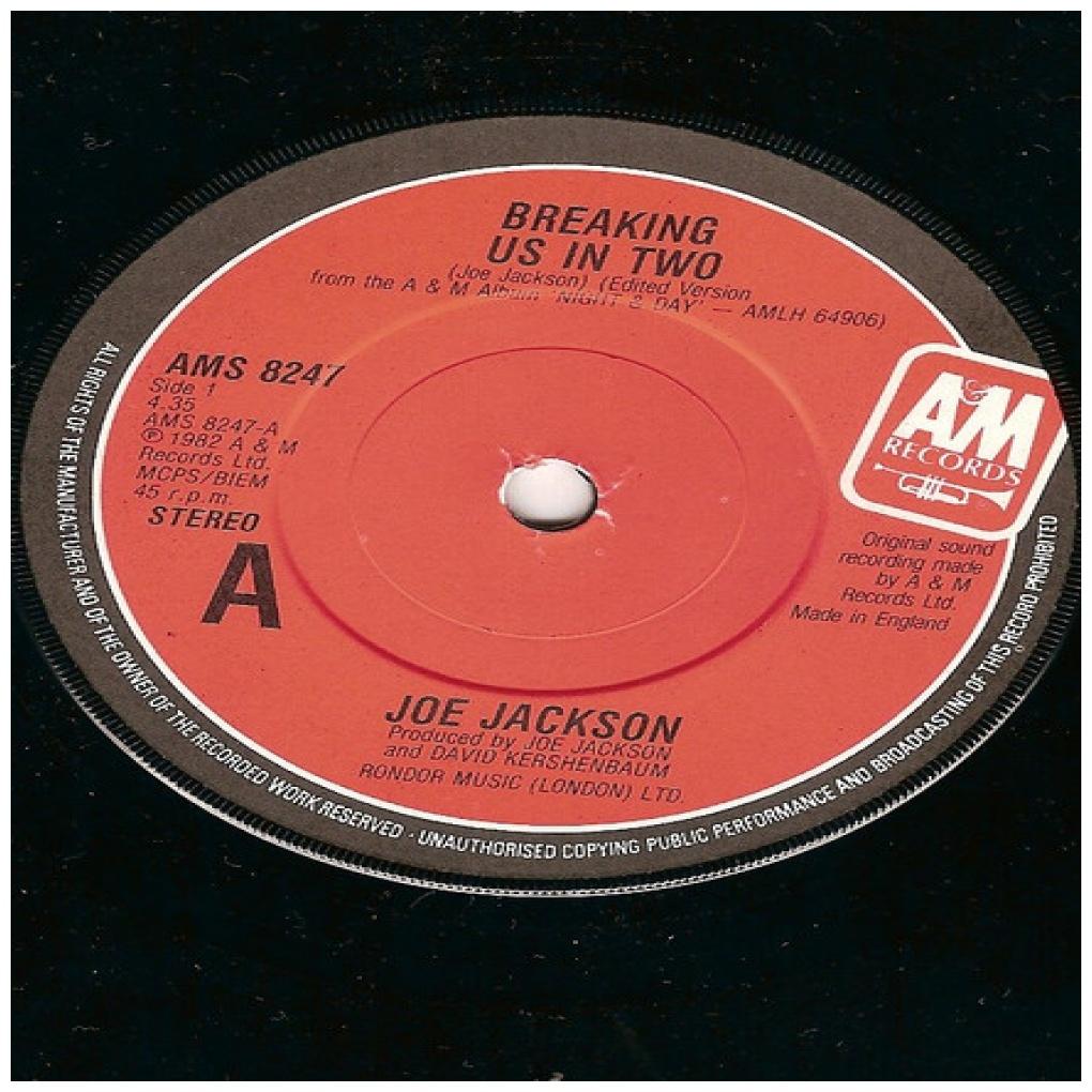 JOE JACKSON - BREAKING US IN TWO | 7" SINGLE USADO