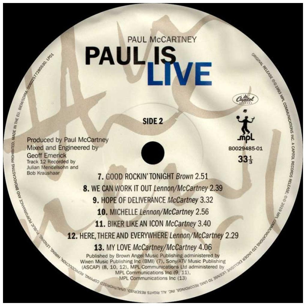 PAUL MCCARTNEY - PAUL IS LIVE (2LP) | VINILO