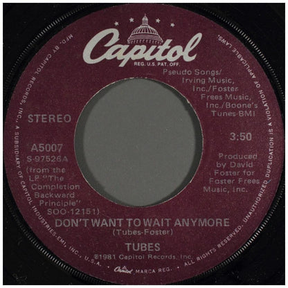 TUBES - DON'T WANNA TO WAIT ANYMORE | 7" SINGLE USADO