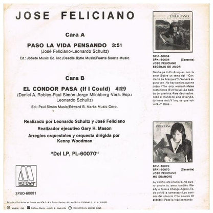 JOSE FELICIANO - PASO LA VIDA PENSANDO | 7" SINGLE VINILO USADO