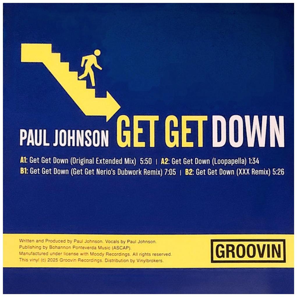 PAUL JHONSON - GET GET DOWN (BLUE ELECTIC MARBLED VINYL) | 12'' MAXI SINGLE