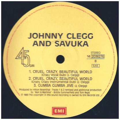 JOHNNY CLEGG & SAVUKA - CRUEL, CRAZY, BEAUTIFUL WORLD | 12'' MAXI SINGLE USADO
