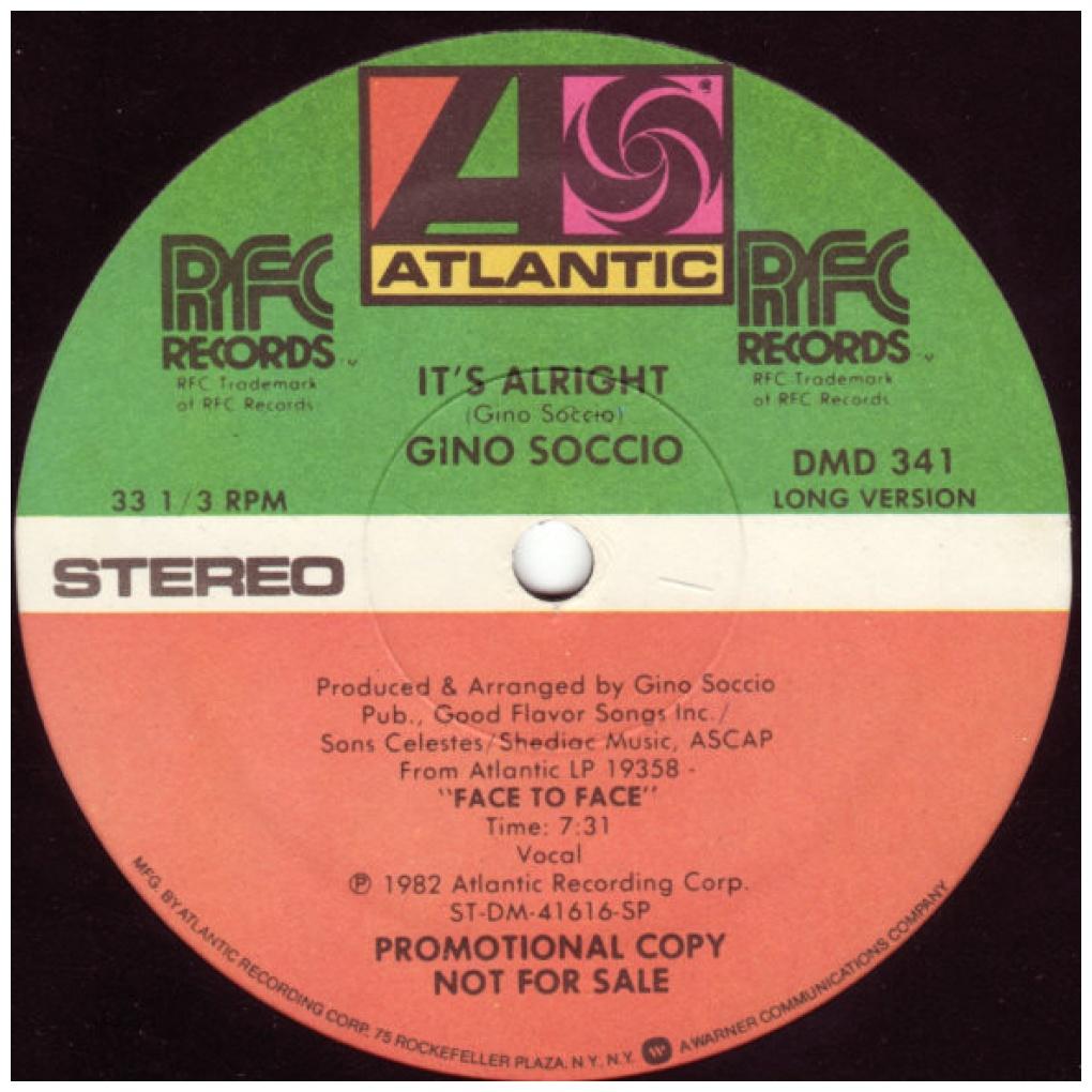GINO SOCCIO - IT'S ALRIGHT (PROMO COPY) | 12" MAXI SINGLE VINILO USADO