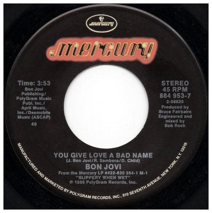BON JOVI - YOU GIVE LOVE A BAD NAME | 7" SINGLE USADO