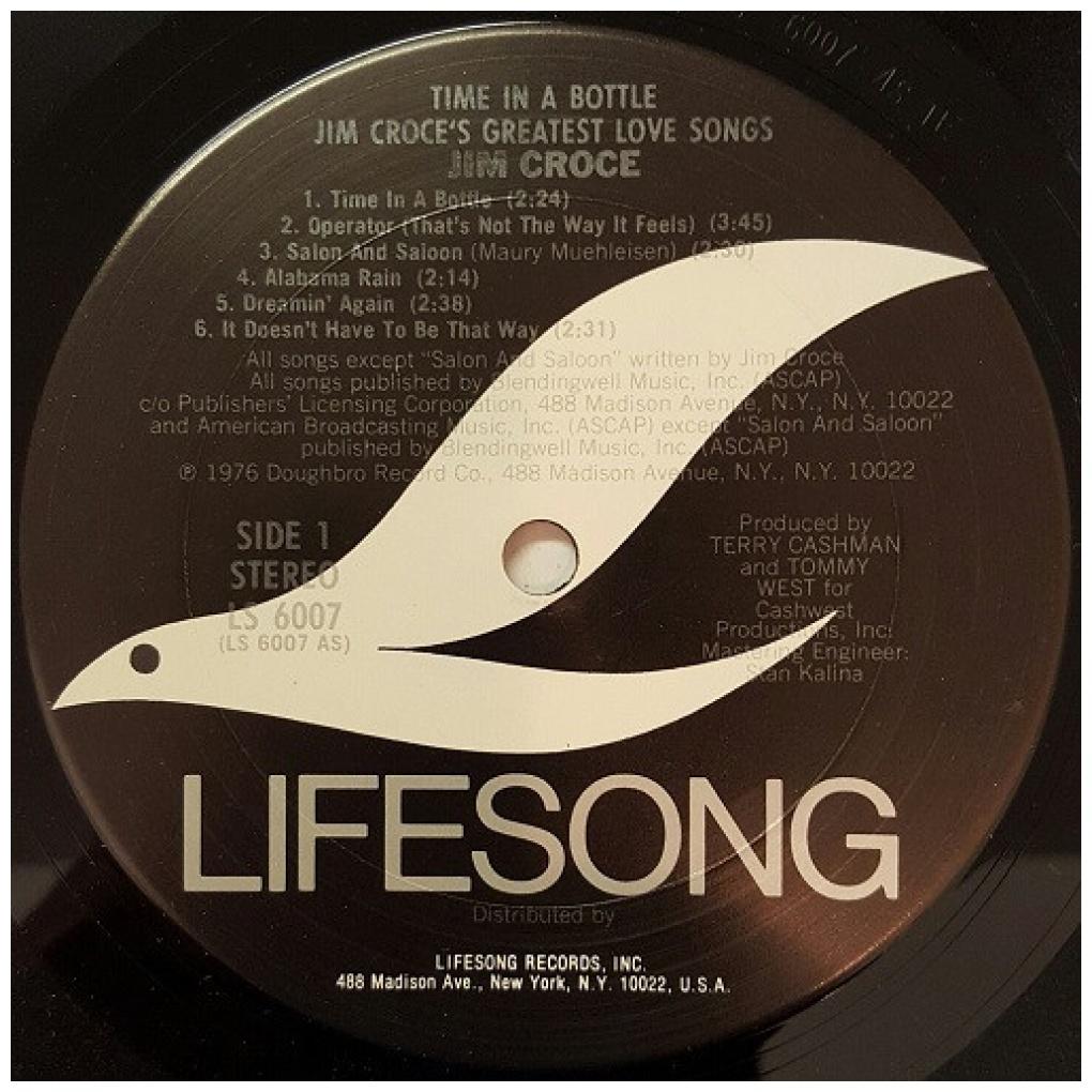 JIM CROCE - TIME IN A BOTTLE: GREATEST LOVE SONGS | VINILO USADO