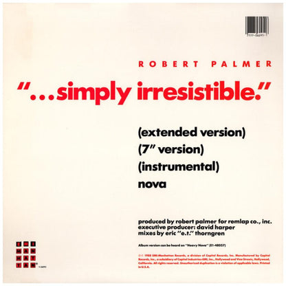 ROBERT PALMER - SIMPLY IRRESISTIBLE | 12" MAXI SINGLE VINILO USADO