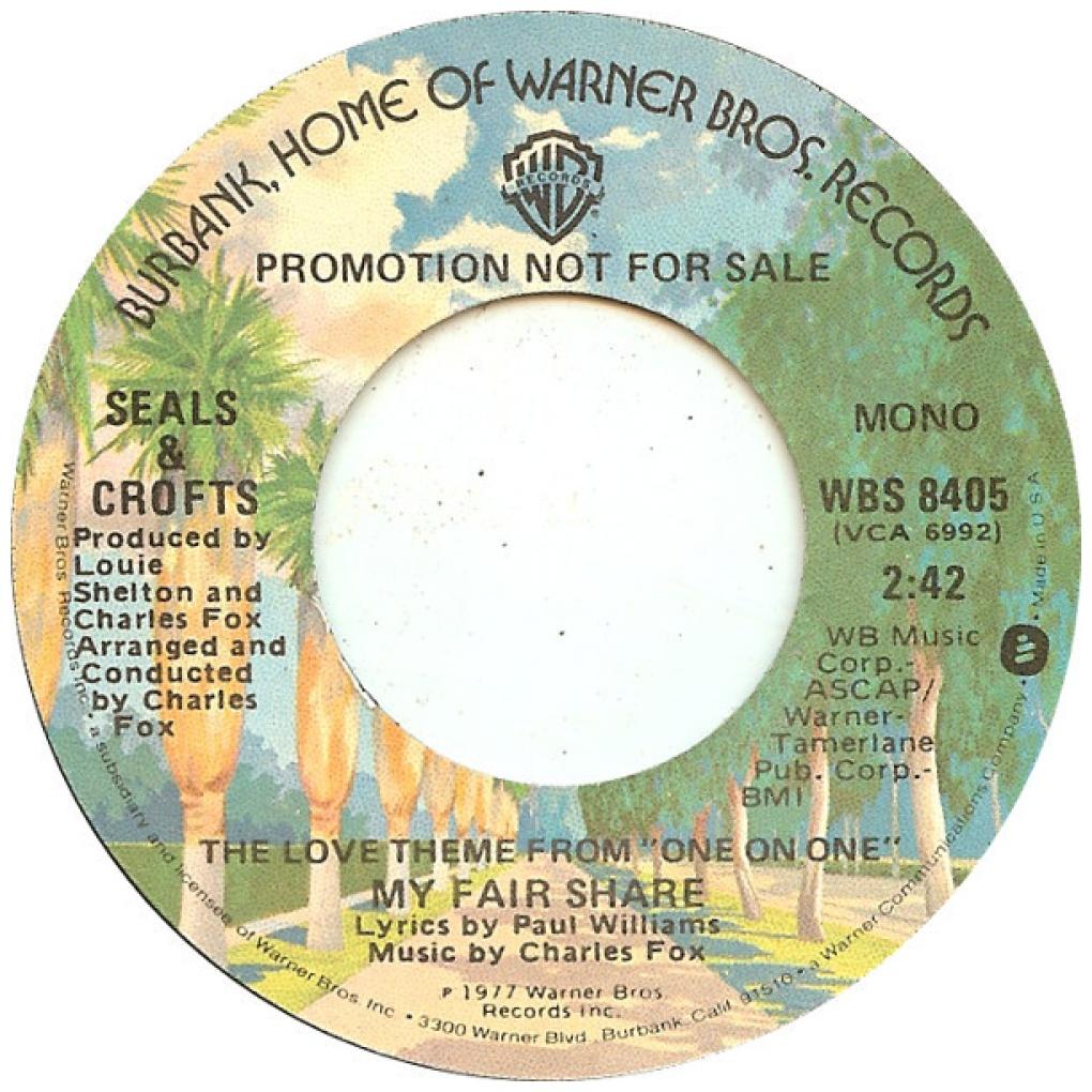 SEALS & CROFTS - THE LOVE THEME FROM ONE ON ONE (PROMO COPY) | 7" SINGLE USADO