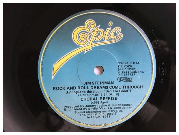 JIM STEINMAN - ROCK AND ROLL DREAMS COME THROUGH | 7" SINGLE USADO