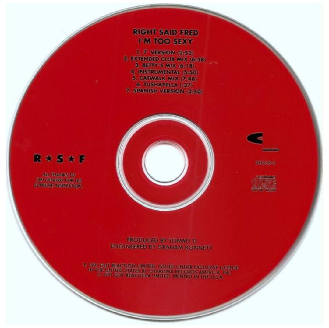 RIGHT SAID FRED - I M TOO SEXY | CD SINGLE