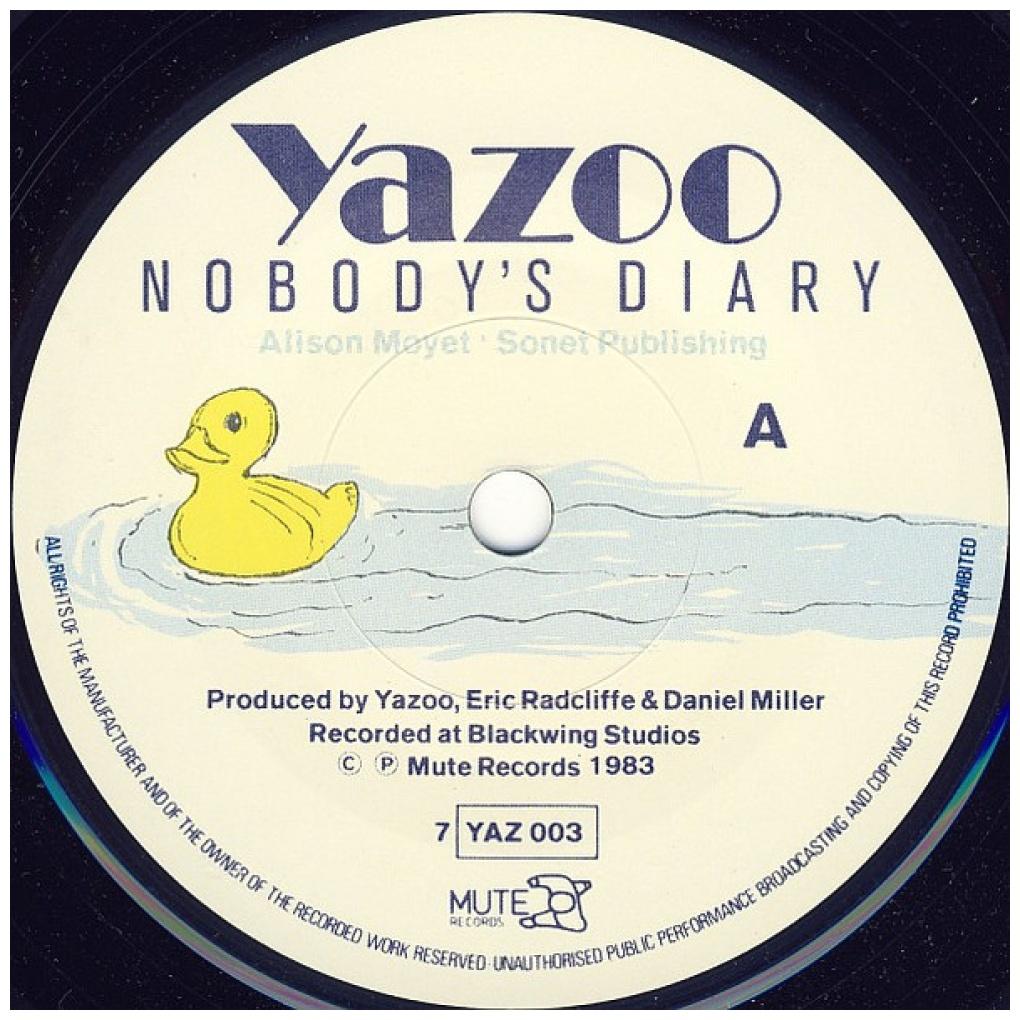 YAZOO - NOBODY'S DIARY | 7" SINGLE USADO