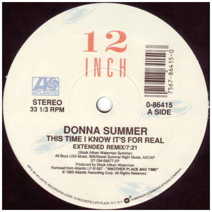 DONNA SUMMER - THIS TIME I KNOW IT'S FOR REAL | 12'' MAXI SINGLE USADO