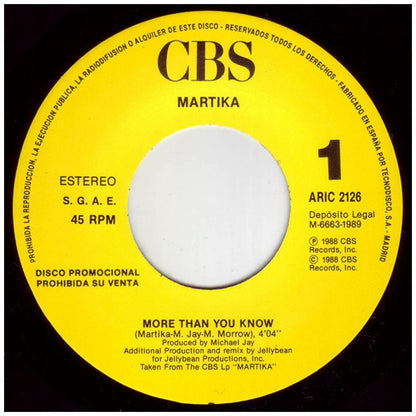 MARTIKA - MORE THAN YOU KNOW | 7" SINGLE USADO