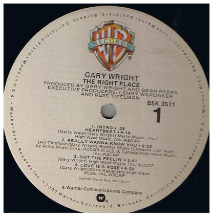GARY WRIGHT - THE RIGHT PLACE (PROMO COPY) | VINILO USADO