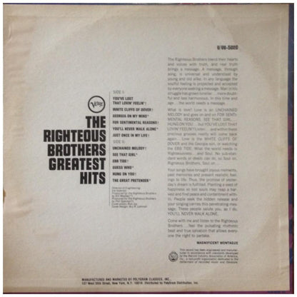 RIGHTEOUS BROTHERS - GREATEST HITS | VINILO USADO